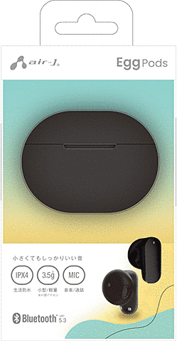 TWS Bluetoothイヤホン EggPods BK