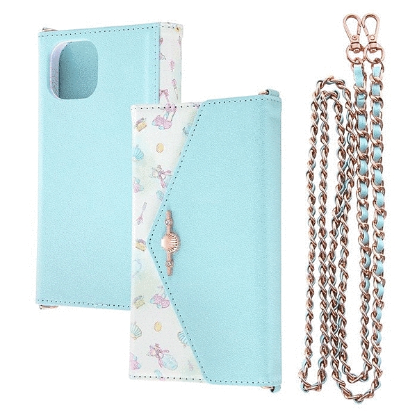 手帳型レザーケース Collet ショルダーストラップ付き/アリエル