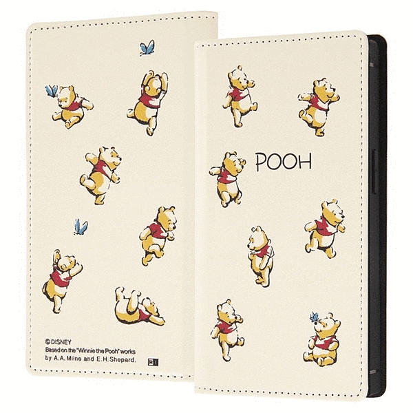 耐衝撃 徹底保護 手帳型レザーケース Squl/くまのプーさん_総柄