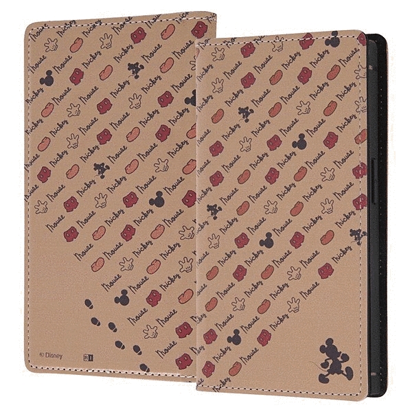 耐衝撃 徹底保護 手帳型レザーケース Squl/ミッキーマウス_モチーフ柄