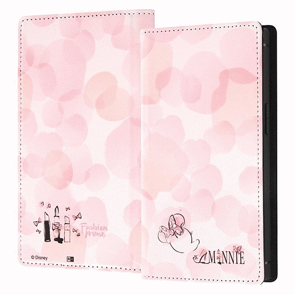 耐衝撃 手帳型レザーケース Squl/ミニーマウス_水彩柄