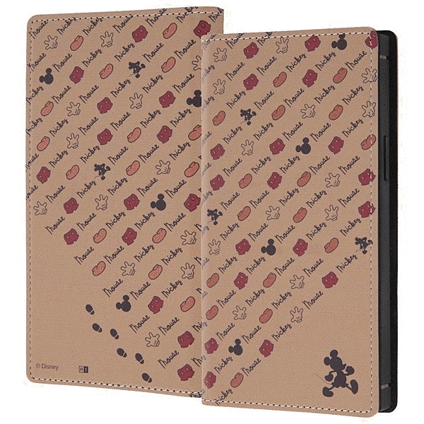 耐衝撃 徹底保護 手帳型レザーケース Squl/ミッキーマウス_モチーフ柄