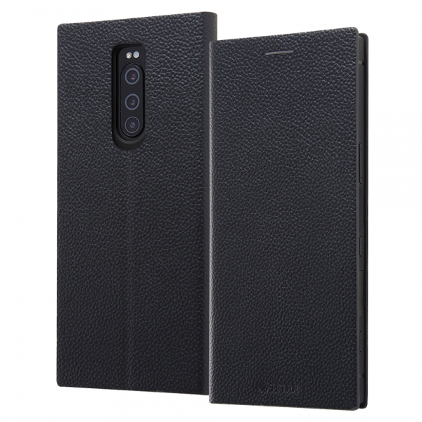 耐衝撃 手帳型レザーケース TETRA サイドマグネット/ブラック