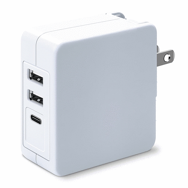 USB電源アダプタ 5.4A USB-Ax2/USB-Cx1WH