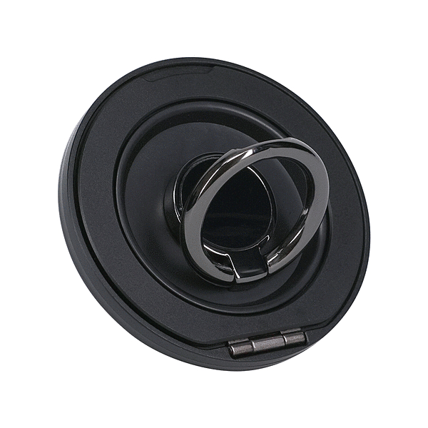 360度回転 マグネット式スマートフォンリング メタルリング付き ブラック