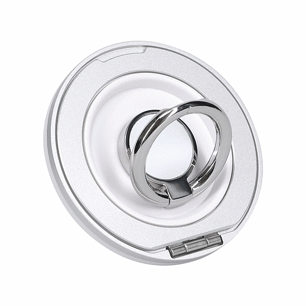 360度回転 マグネット式スマートフォンリング メタルリング付き シルバー