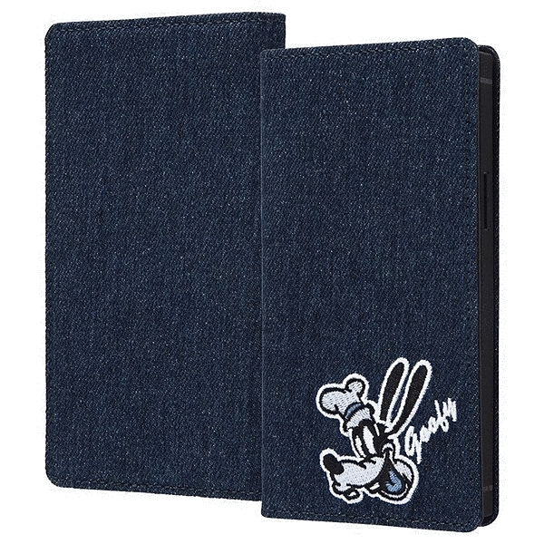 耐衝撃 徹底保護 手帳型デニムケース Squl/グーフィー_モノクロ
