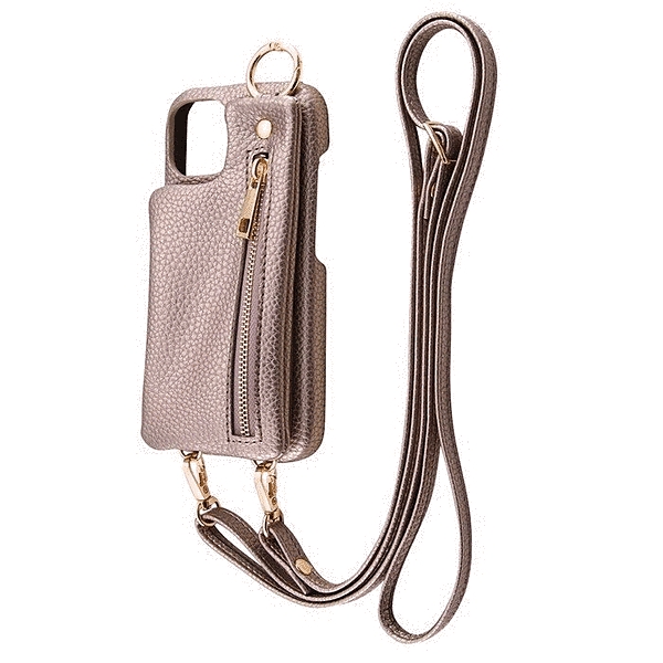 m1n1 ミニ ショルダー ネック ストラップ ポーチ付き オープンレザーケース/ブロンズ