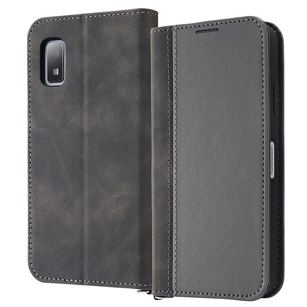 耐衝撃 手帳型レザーケース Noble/グレー/ブラック