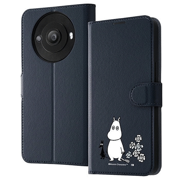 耐衝撃 手帳型レザーケース シンプルマグネット/ムーミン/ムーミンとお花