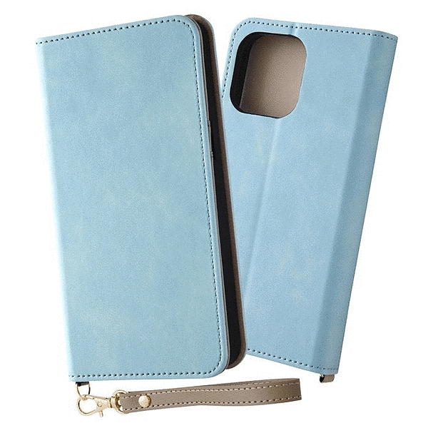 耐衝撃 手帳型レザーケース Raffine/ブルー