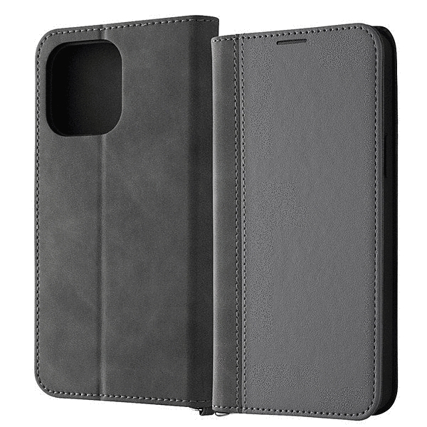 耐衝撃 手帳型レザーケース Noble/グレー/ブラック