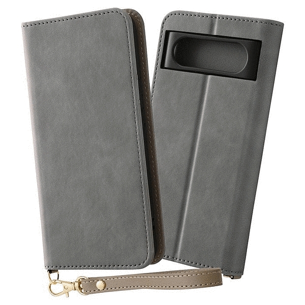 耐衝撃 手帳型レザーケース Raffine/グレー