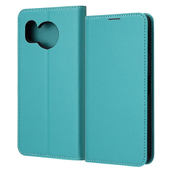 耐衝撃 手帳型レザーケース シンプル/シャイニーブルー