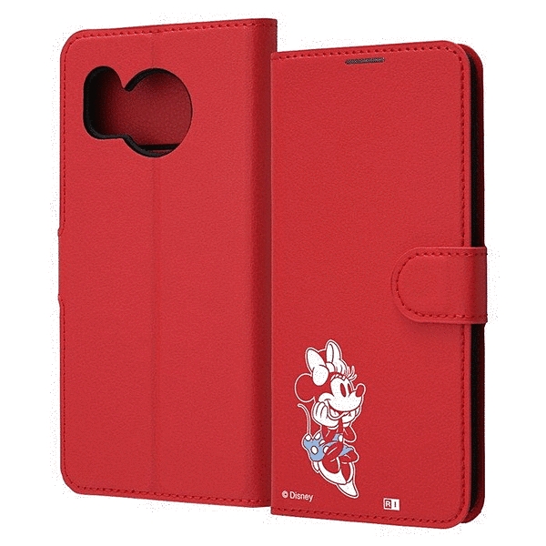 手帳型レザーケース シンプル マグネット/ミニーマウス_sitting2