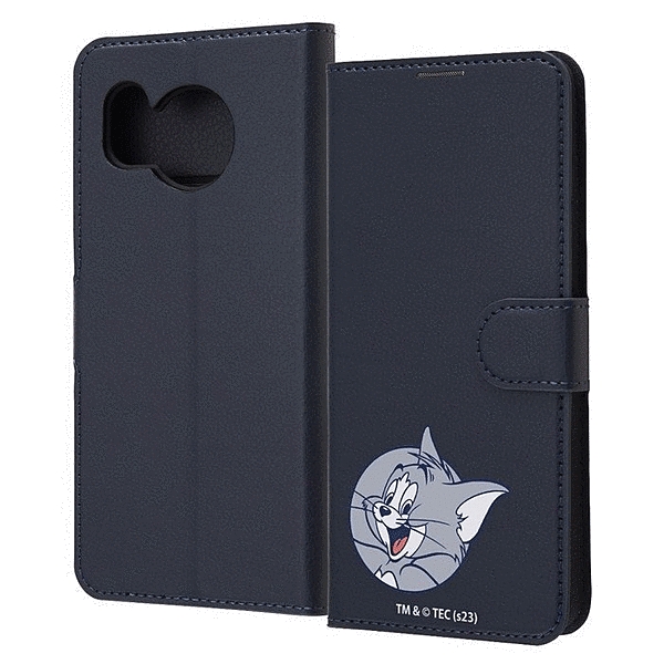 手帳型レザーケース シンプルマグネット/トムとジェリー/トム_ひょっこり