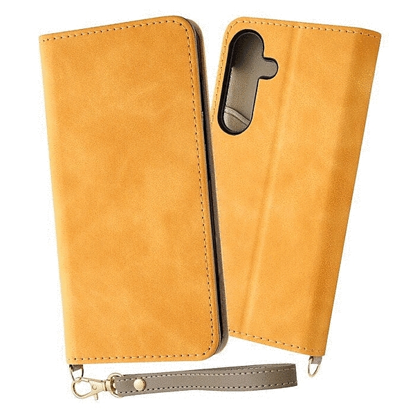 耐衝撃 手帳型レザーケース Raffine/イエロー