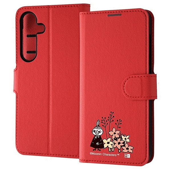 耐衝撃 手帳型レザーケース シンプルマグネット/ムーミン/リトルミイとお花_3