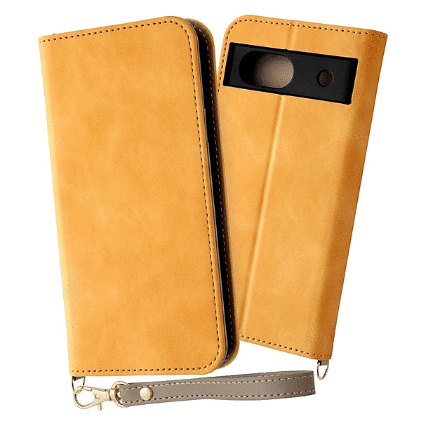 耐衝撃 手帳型レザーケース Raffine/イエロー