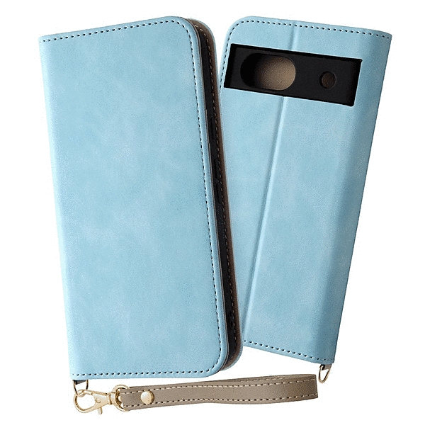 耐衝撃 手帳型レザーケース Raffine/ブルー