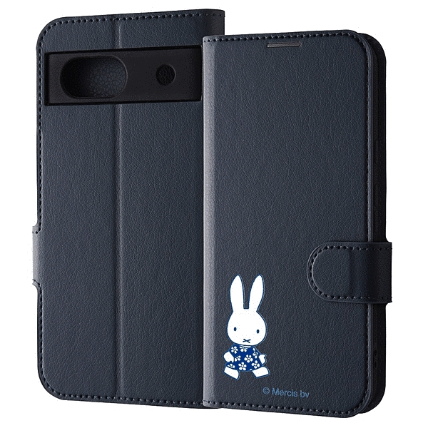 耐衝撃 手帳型レザーケース シンプルマグネット/ミッフィー_てくてく