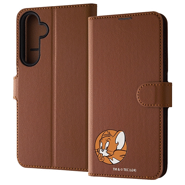 手帳型レザーケース シンプルマグネット/トムとジェリー/ジェリー_ひょっこり