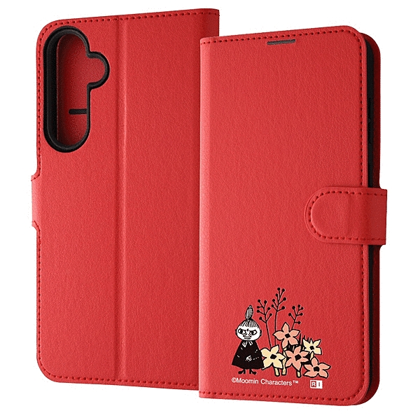 耐衝撃 手帳型レザーケース シンプルマグネット/ムーミン/リトルミイとお花_3