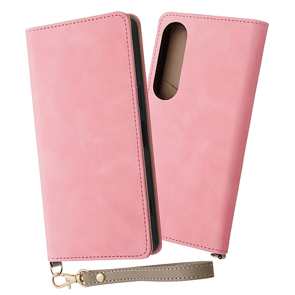 耐衝撃 手帳型レザーケース Raffine/ピンク
