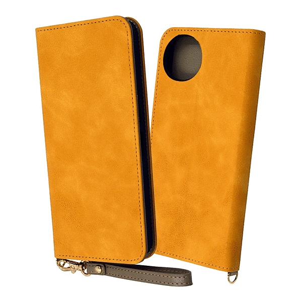 耐衝撃 手帳型レザーケース Raffine/イエロー