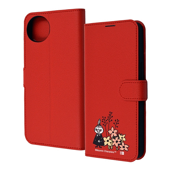 耐衝撃 手帳型レザーケース シンプルマグネット/ムーミン/リトルミイとお花_3