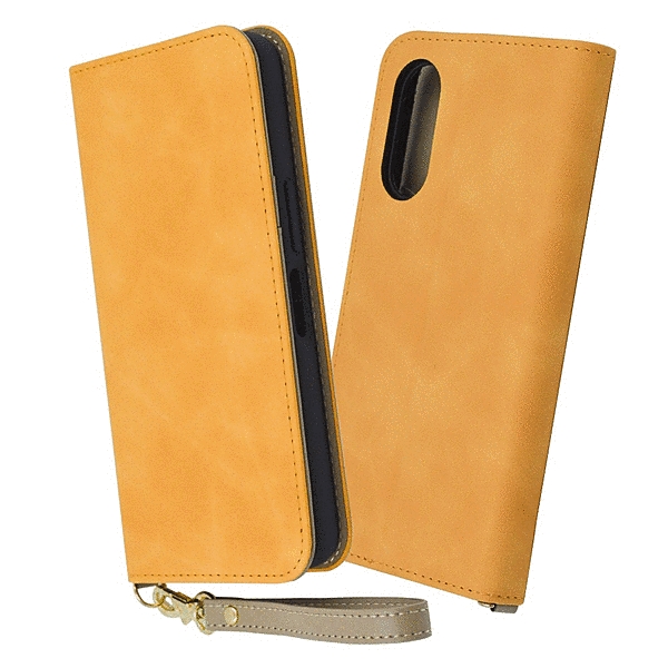耐衝撃 手帳型レザーケース Raffine/イエロー