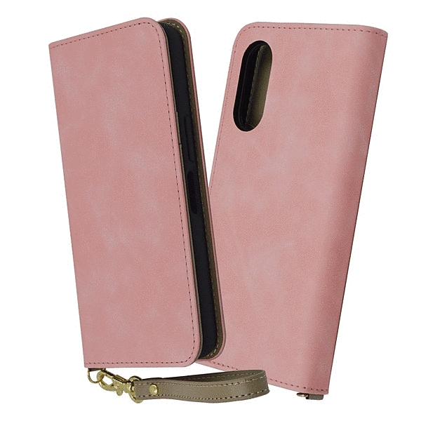 耐衝撃 手帳型レザーケース Raffine/ピンク