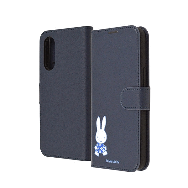 耐衝撃 手帳型レザーケース シンプルマグネット/ミッフィー_てくてく