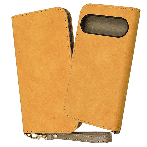 耐衝撃 手帳型レザーケース Raffine/イエロー