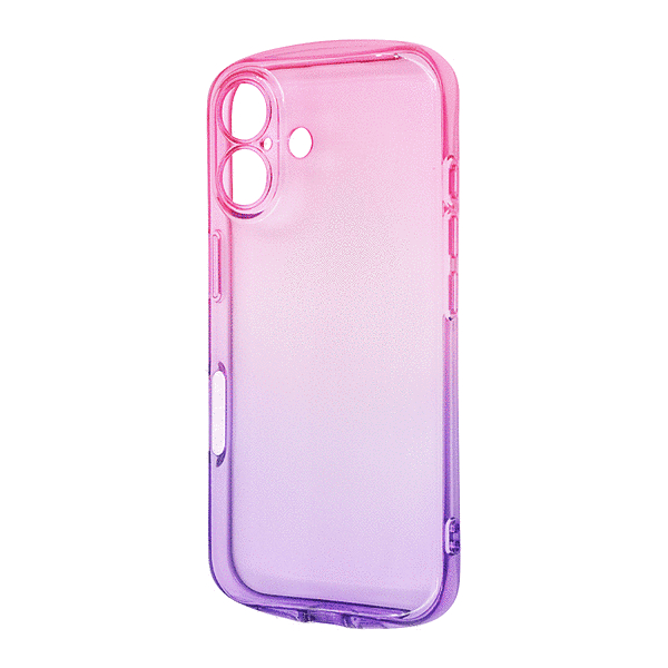 耐衝撃 バンパー 精密設計 カメラ保護 グラデーション TPUソフトケース/ピンク/パープル