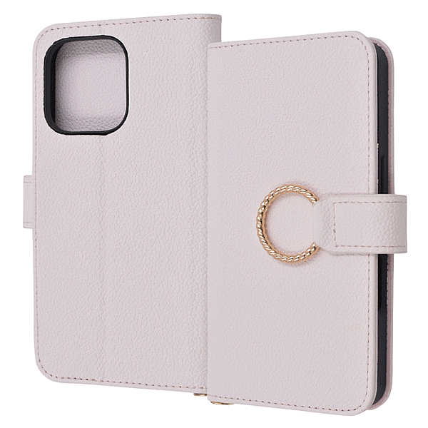 Ring 耐衝撃 マグネットベルト リング付き 手帳型レザーケース/ピンク