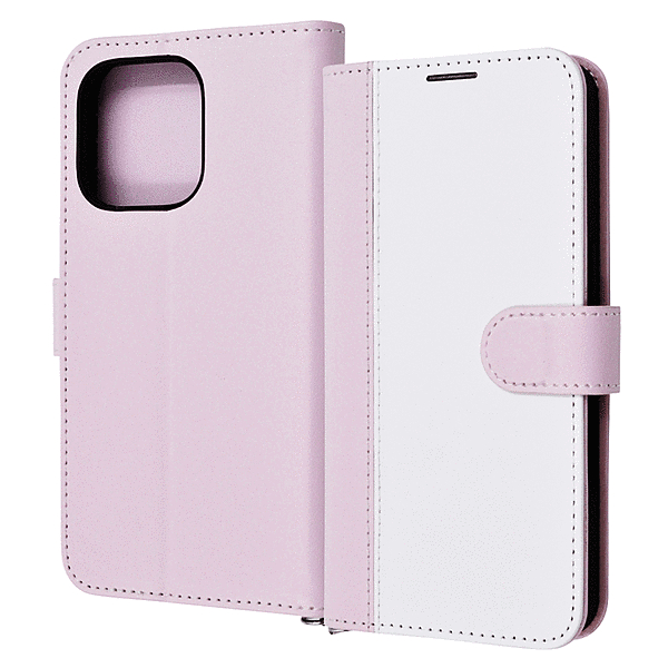 耐衝撃 手帳型レザーケース Noble/ホワイト/ピンク