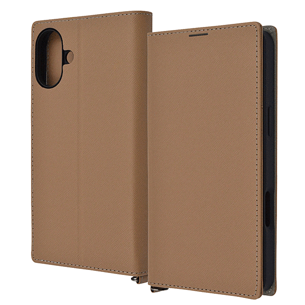 Durable 耐衝撃 マグネット不使用 シンプル スクエア 手帳型レザーケース/トープ_ライトグレー