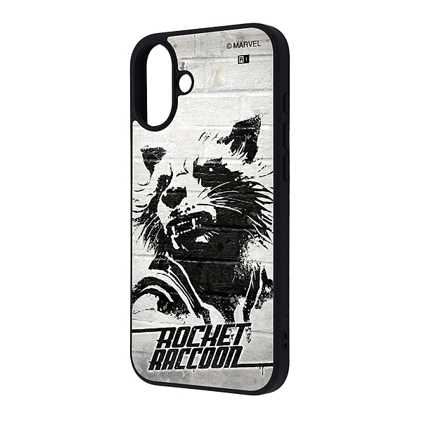 maru 衝撃吸収 バンパー ハイブリッドケース/マーベル/ロケット_モノクロ