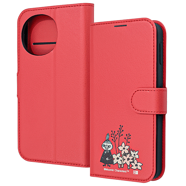 耐衝撃 手帳型レザーケース シンプルマグネット/ムーミン/リトルミイとお花_3