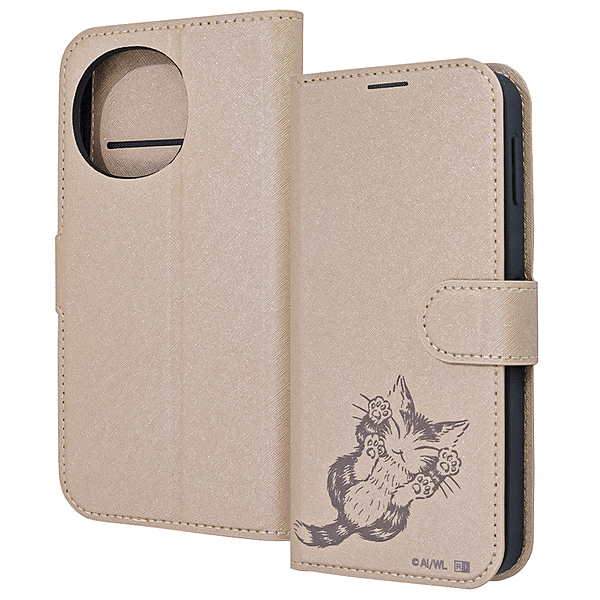 耐衝撃 手帳型レザーケース シンプルマグネット/ダヤン_にゃんキュー