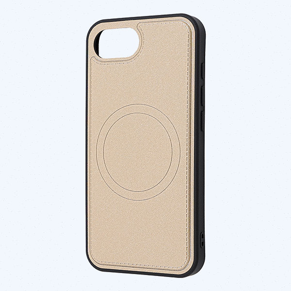 MagSafe対応 マグネットアクセサリー対応 衝撃吸収 バンパー オープンレザーケース/シャイニーベージュ