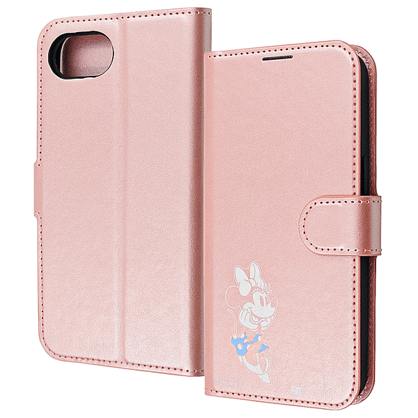 衝撃吸収 マグネットベルト シンプル 手帳型レザーケース/ミニーマウス_sitting2