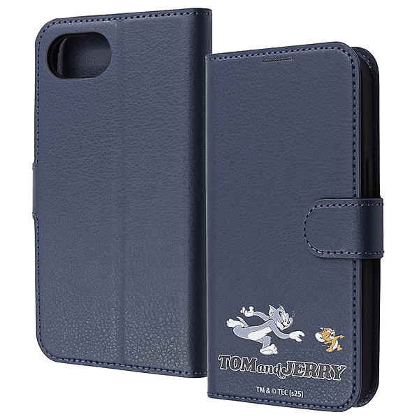 耐衝撃 手帳型レザーケース シンプルマグネット/トムとジェリー