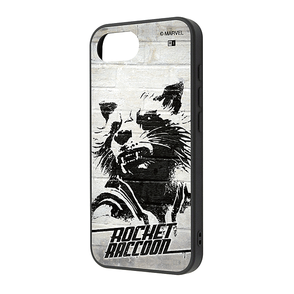 maru 衝撃吸収 バンパー ハイブリッドケース/マーベル/ロケット_モノクロ