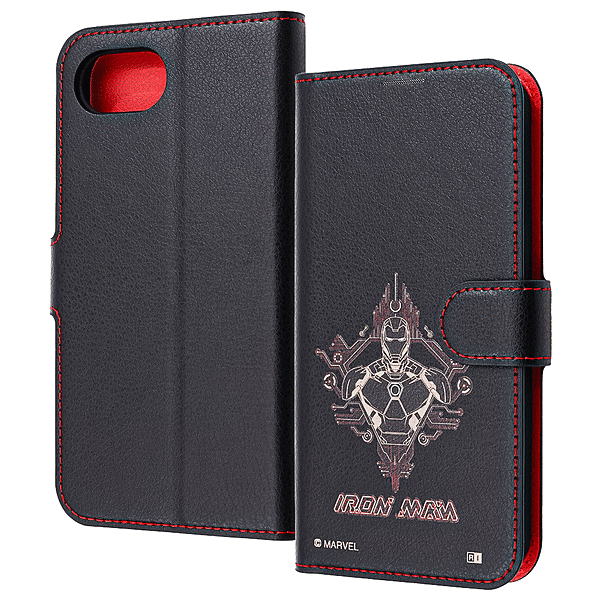 衝撃吸収 マグネットベルト シンプル 手帳型レザーケース/マーベル/アイアンマン_5
