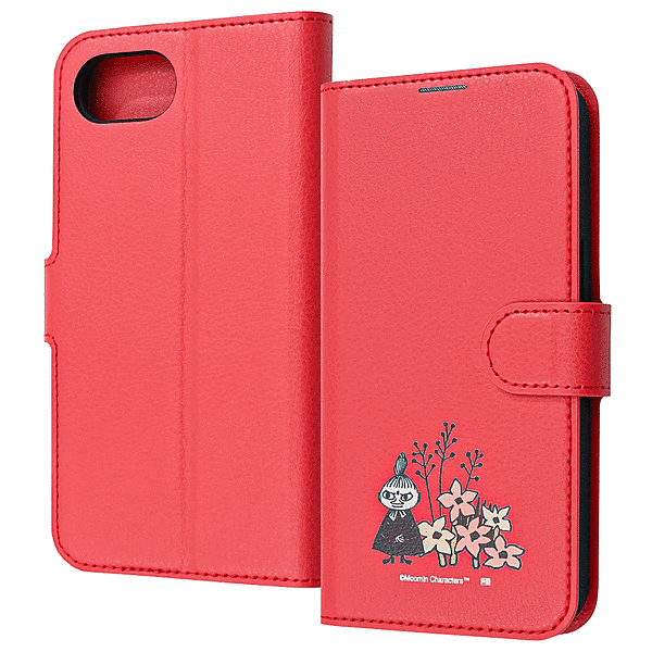 耐衝撃 手帳型レザーケース シンプルマグネット/ムーミン/リトルミイとお花_3