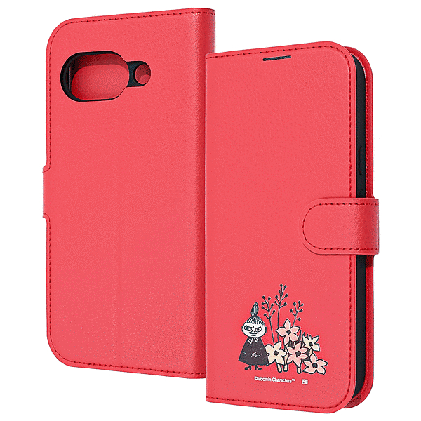 耐衝撃 手帳型レザーケース シンプルマグネット/ムーミン/リトルミイとお花_3