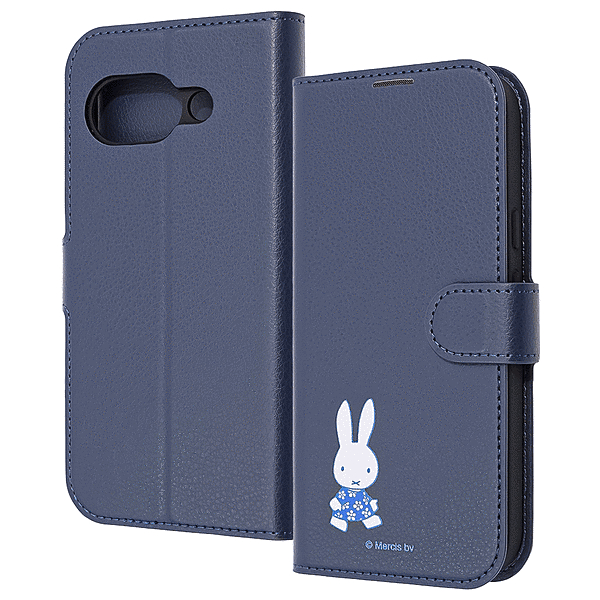 耐衝撃 手帳型レザーケース シンプルマグネット/ミッフィー_てくてく