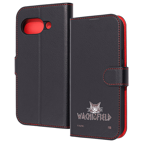 耐衝撃 手帳型レザーケース シンプルマグネット/ダヤン_WACHIFIELDロゴ